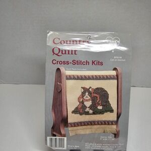 Country Quilt Cross Stitch Kit Cat On Blanket Unsealed/unused Craft Kit DIY